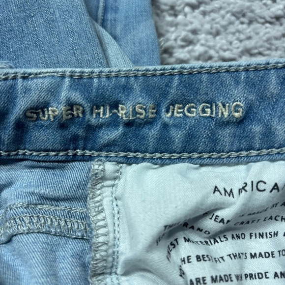 American Eagle Jeans Womens 0 Super High Rise Jegging Distressed Grunge Stretch - Picture 3 of 6